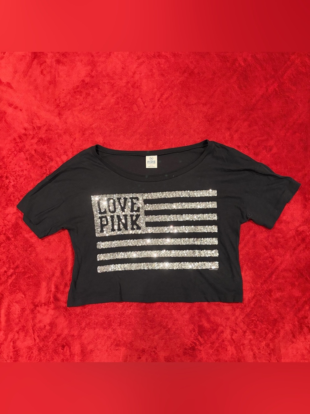 VS PINK American Flag Sequin Crop Top